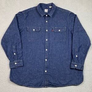 Levi’s Chambray Shirt Men's Size XL Dark Wash Blue Long Sleeve Button Up Relaxed